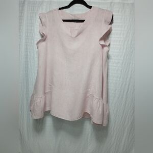 Zelante Italian Linen Ruffle Short Sleeve Top. Ladies SizeXL